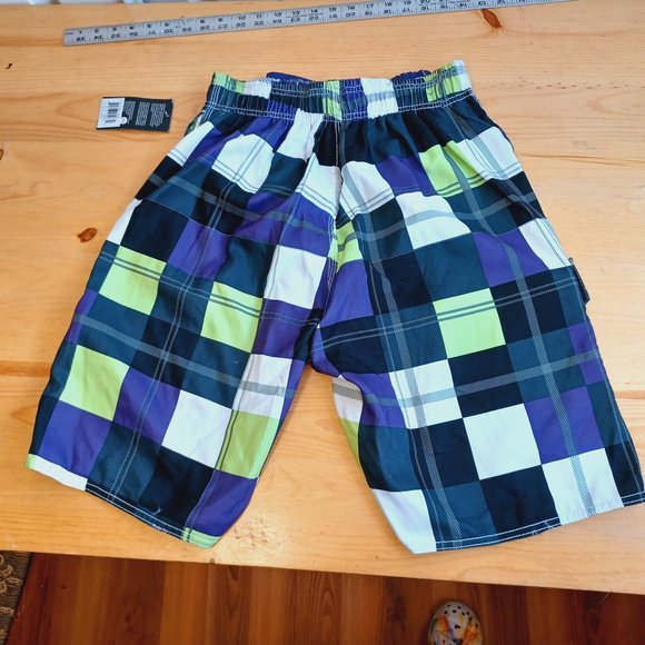 NWT! 👓 3/$40 Rip zone Men’s Swim Trunks Purple/ Lime/ Black Checkered (3598 - Picture 6 of 11